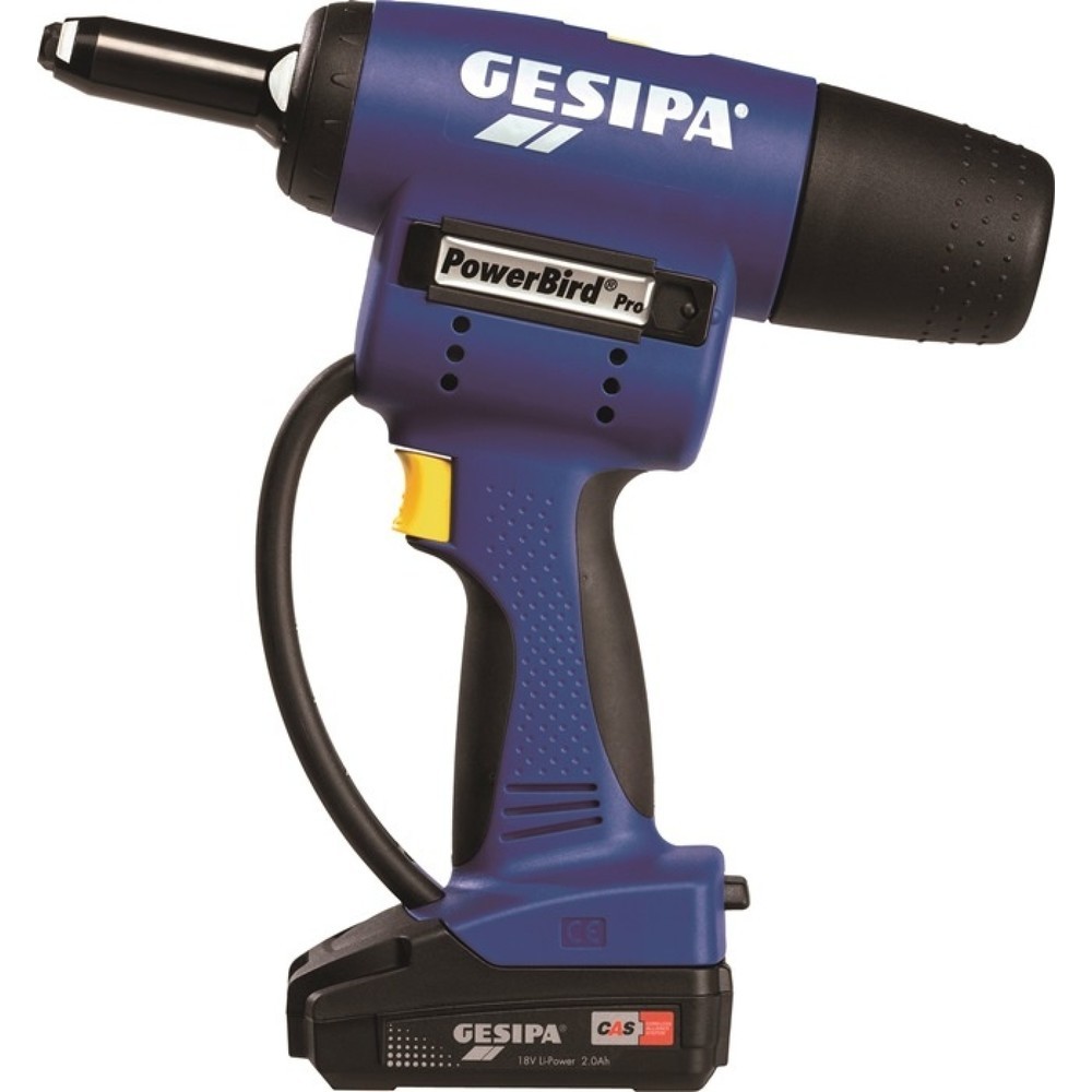 Illustration du produit: GESIPA Akkublindnietsetzgerät PowerBird® Pro Gold Edition, Schiebeakku, Ladegerät, 9-teilig 20000 N, L-Boxx