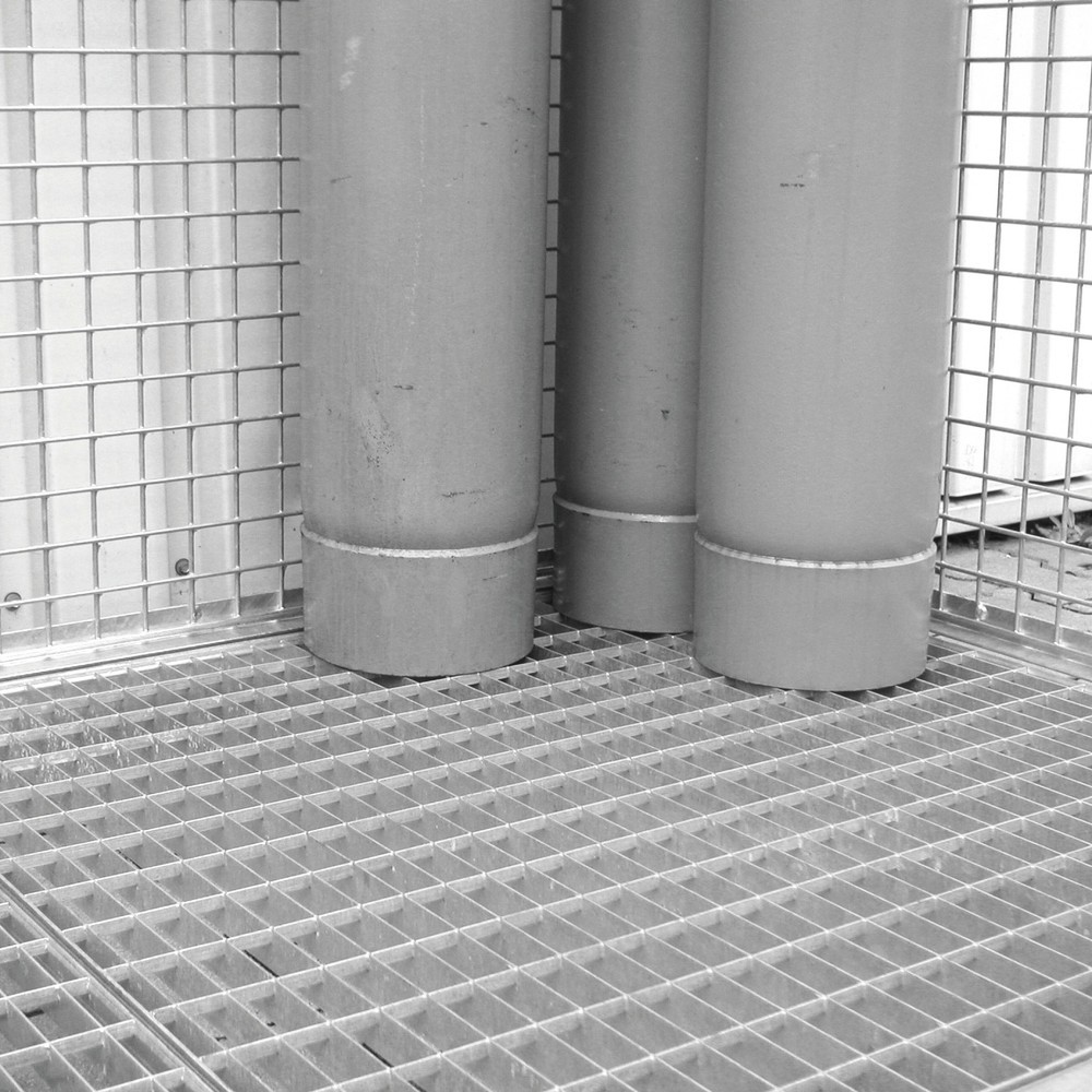 Produktabbildung: Gitterrostboden für Bauer® Gasflaschen-Container, BxT 3.100 x 1.500 mm