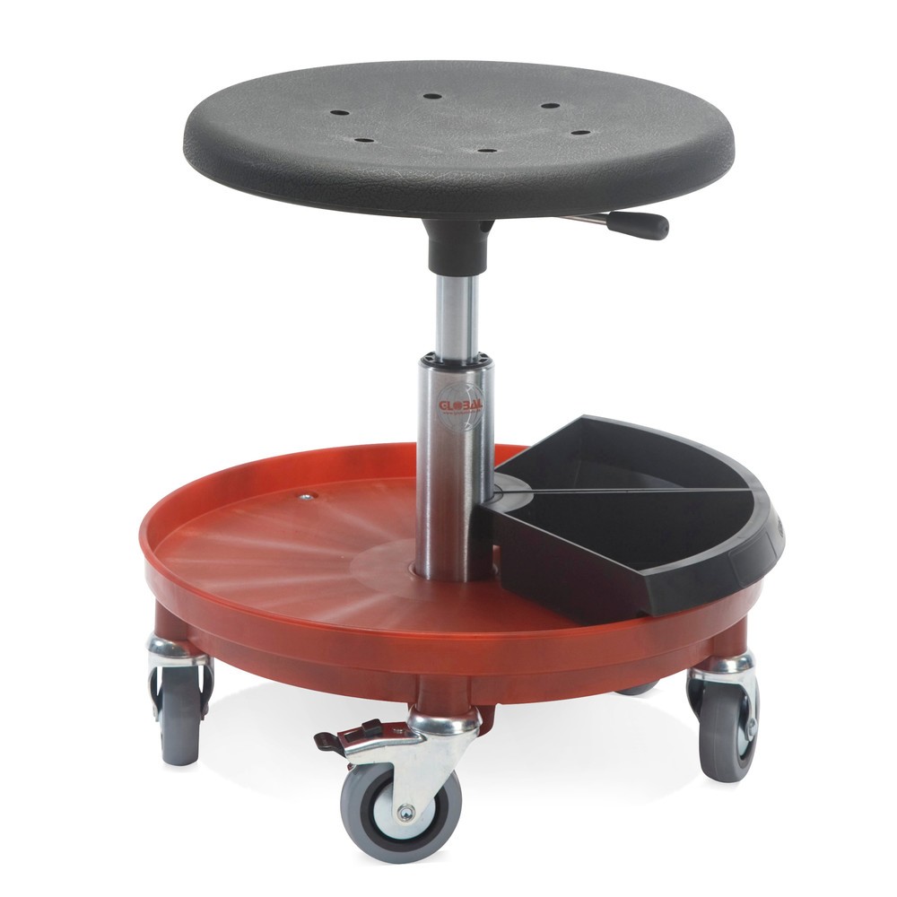 Produktabbildung Nr. 1: Global Stole A/S Hocker, Kunststoffformsitz, Sitzhöhe 310-380 mm, Kunststoffbasis, rot, Ø 400 mm