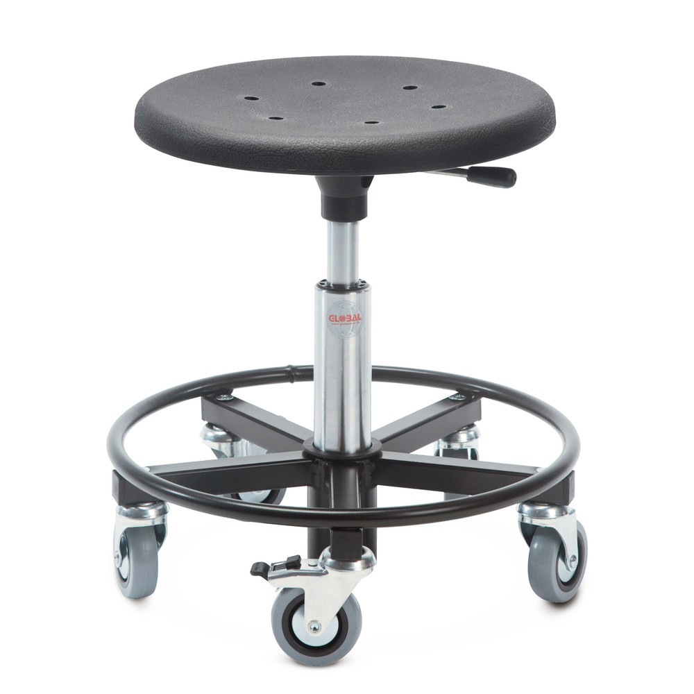 Illustration du produit: Global Stole A/S Tabouret, assise en PU, Ø 400 mm, hauteur d’assise comprise entre 370 et 500 mm, anneau repose-pied