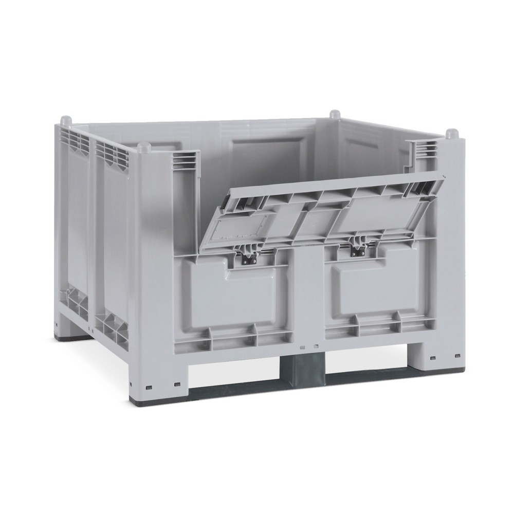 Illustration du produit: Grands conteneurs en polypropylène, 550 litres, avec traverses + capot, gris