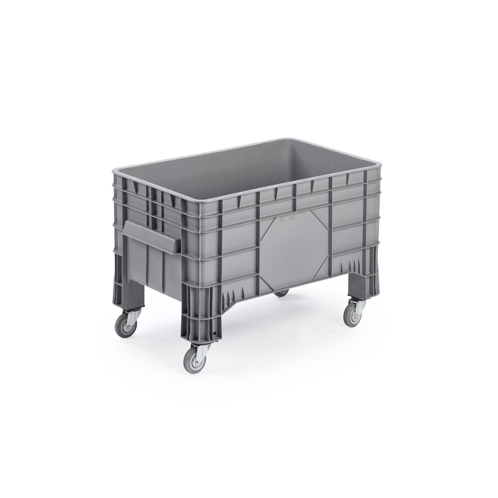 Produktabbildung: Grossbehälter, grau, 1040x640x670 mm, geschlossen, mit 4 Lenkrollen