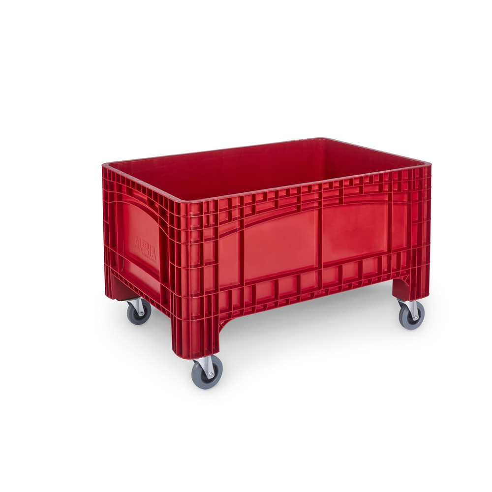Produktabbildung: Grossbehälter L, HxBxT 800 x 1.200 x 580 mm, 354 Liter, 4 Lenkrollen mit Bremse, rot