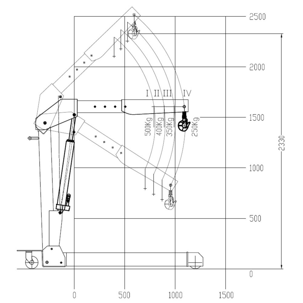 Produktabbildung Nr. 3: Grue d’atelier avec châssis parallèle, rabattable, capacité de charge 500 kg