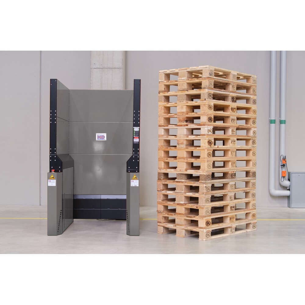 Produktabbildung: Hagenauer+Denk Palettenmagazin PalServer Universal, 15 Paletten, BxL 800 x 1200 mm, Edelstahl