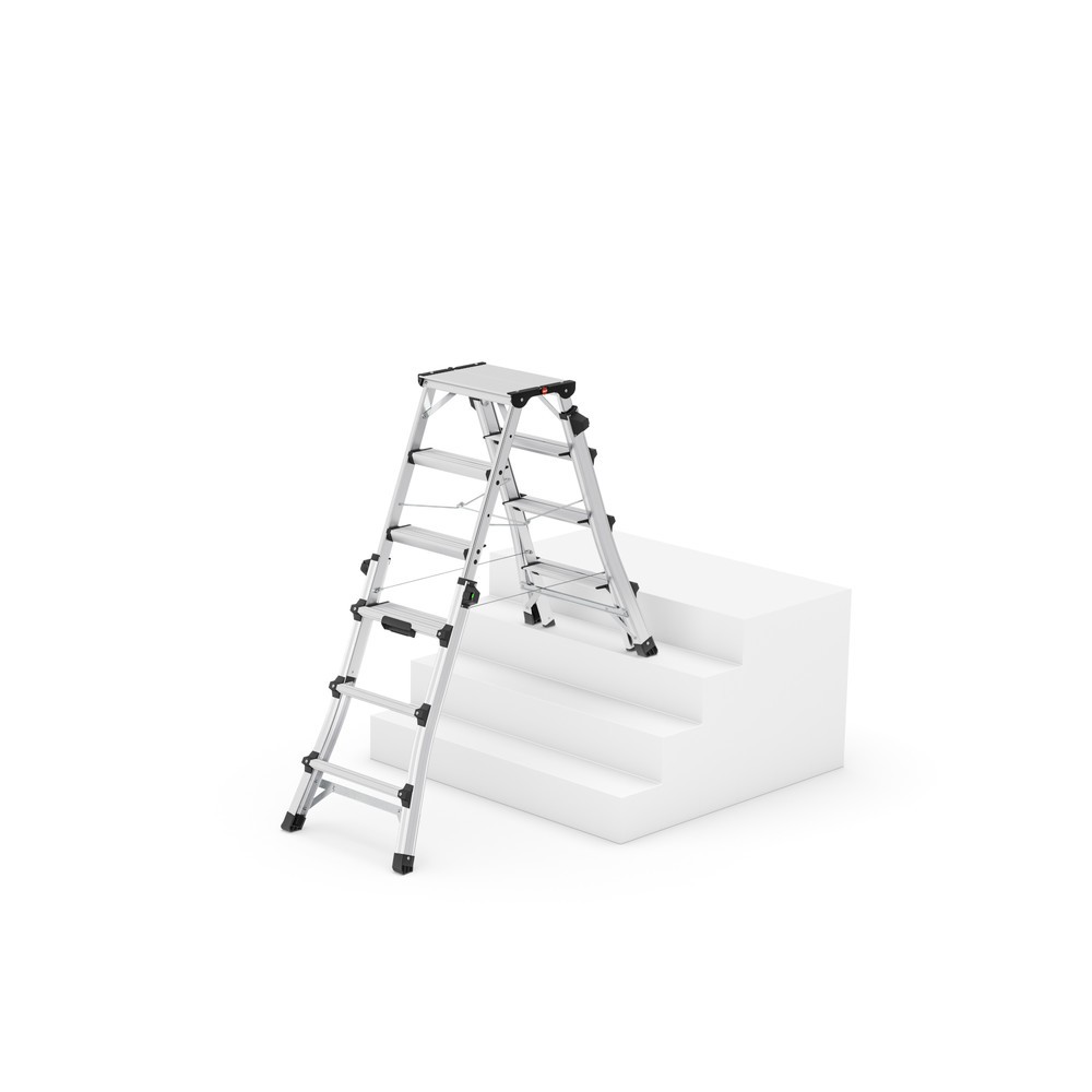 Produktabbildung Nr. 5: Hailo D100 TL TopLine, escabeau double à marches télescopique en aluminium, 2x4 - 2x6 marches
