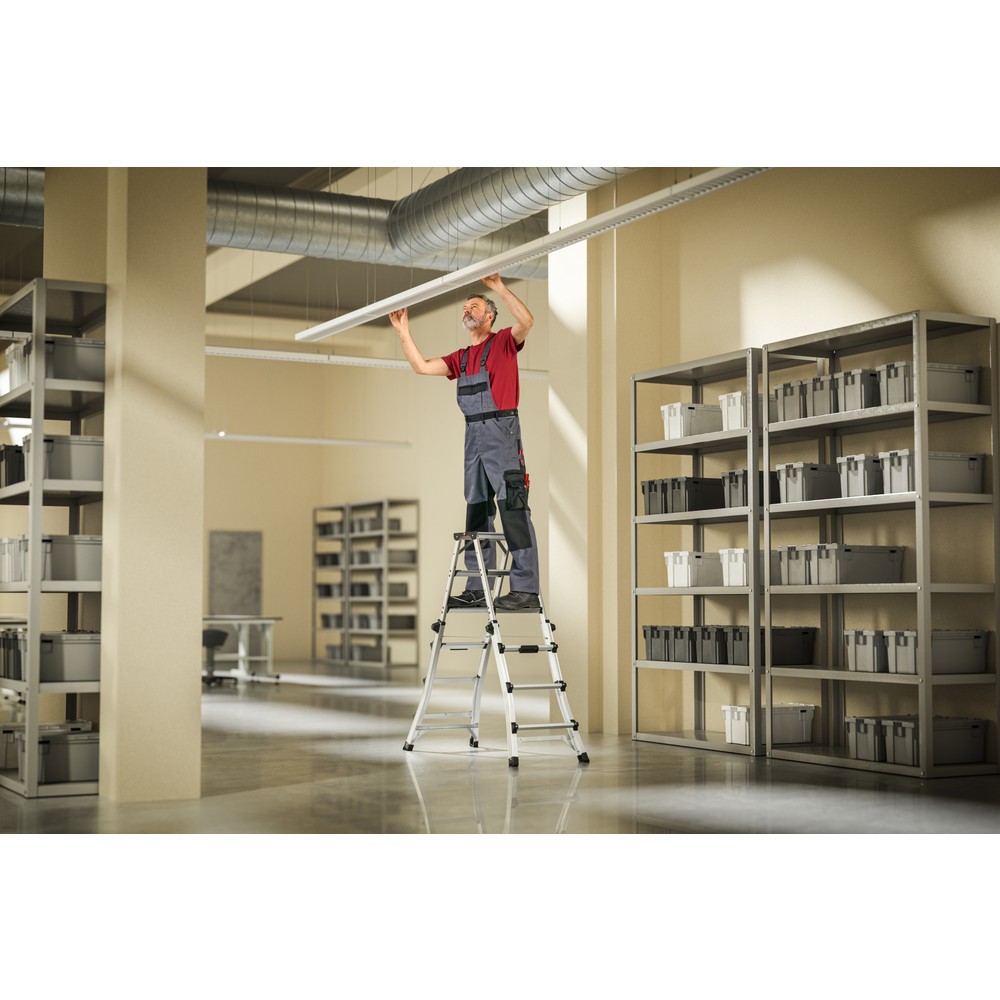 Produktabbildung Nr. 7: Hailo D100 TL TopLine, escabeau double à marches télescopique en aluminium, 2x4 - 2x6 marches