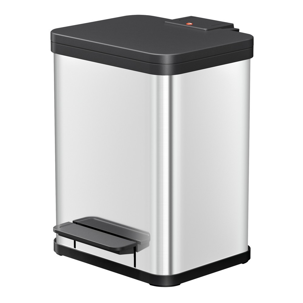 Produktabbildung Nr. 1: Hailo Tret-Wertstoffsammler Öko duo Plus M, 2x 9 Liter, gedämpfter Schliessmechanismus, Edelstahl, matt