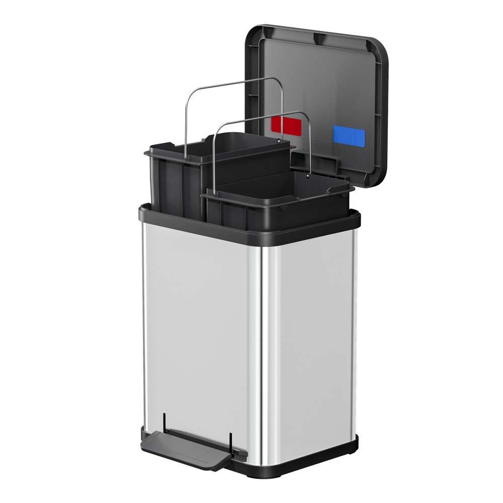 Produktabbildung Nr. 3: Hailo Tret-Wertstoffsammler Öko duo Plus M, 2x 9 Liter, gedämpfter Schliessmechanismus, Edelstahl, matt