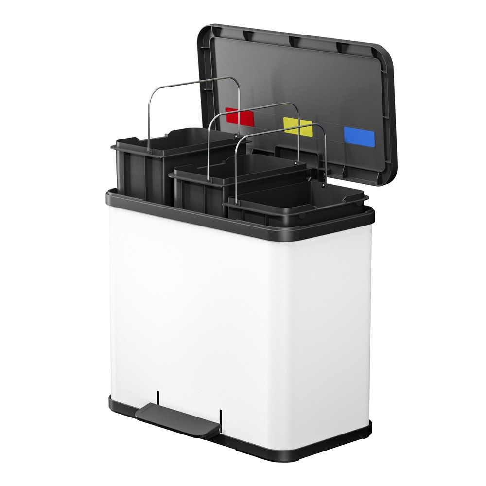 Produktabbildung Nr. 3: Hailo Tret-Wertstoffsammler Öko trio Plus L, 3x 9 Liter, gedämpfter Schliessmechanismus, weiss, matt