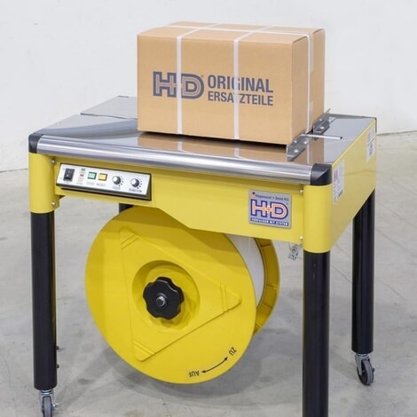 Produktabbildung Nr. 1: Halbautomatische Umreifungsmaschine HDS-25, mobil mit Lenkrollen, für Bandbreite 12 mm