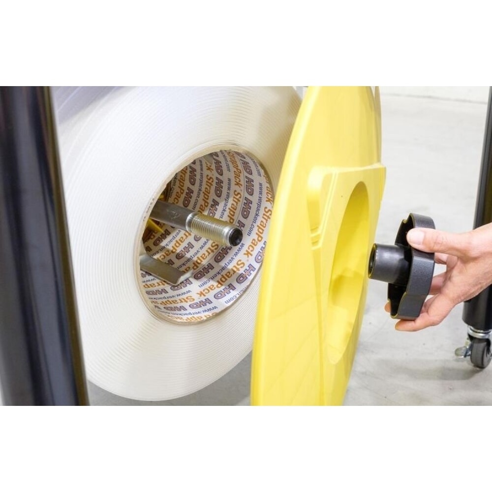 Produktabbildung Nr. 5: Halbautomatische Umreifungsmaschine HDS-25, mobil mit Lenkrollen, für Bandbreite 12 mm