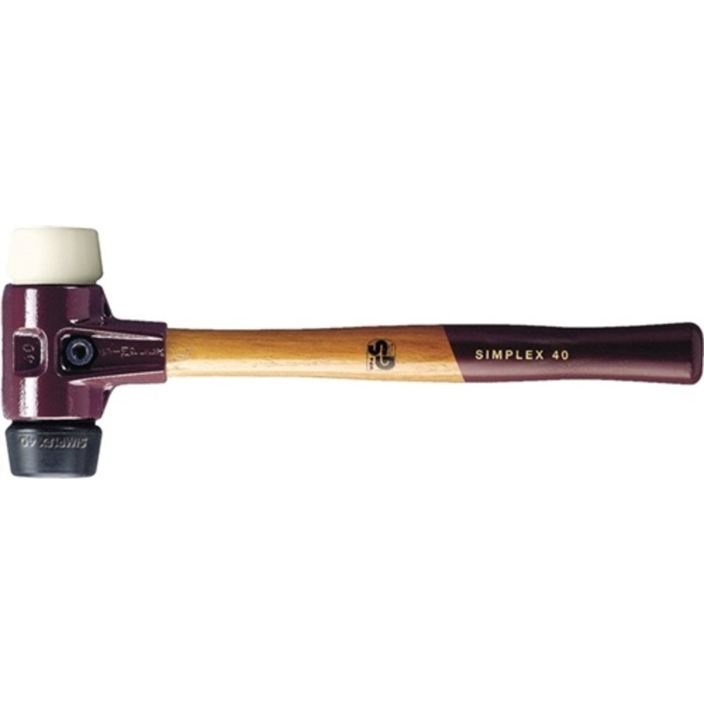 Produktabbildung: Schonhammer SIMPLEX L.300mm Kopf-D.30mm mittelh./hart HO Gum.schwarz/Nylon weiss