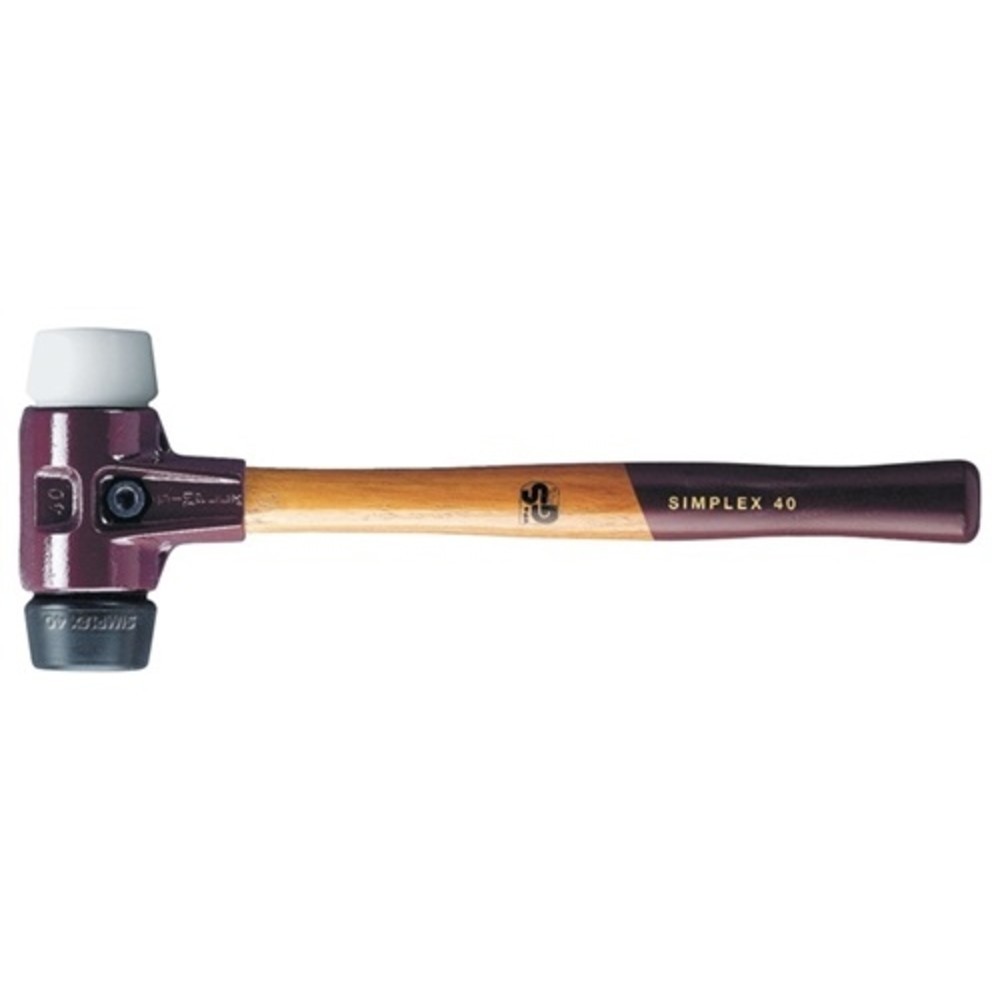 Produktabbildung: Schonhammer SIMPLEX L.300mm Kopf-D.30mm mittelh.HO Gum.schwarz/Superplast.weiss