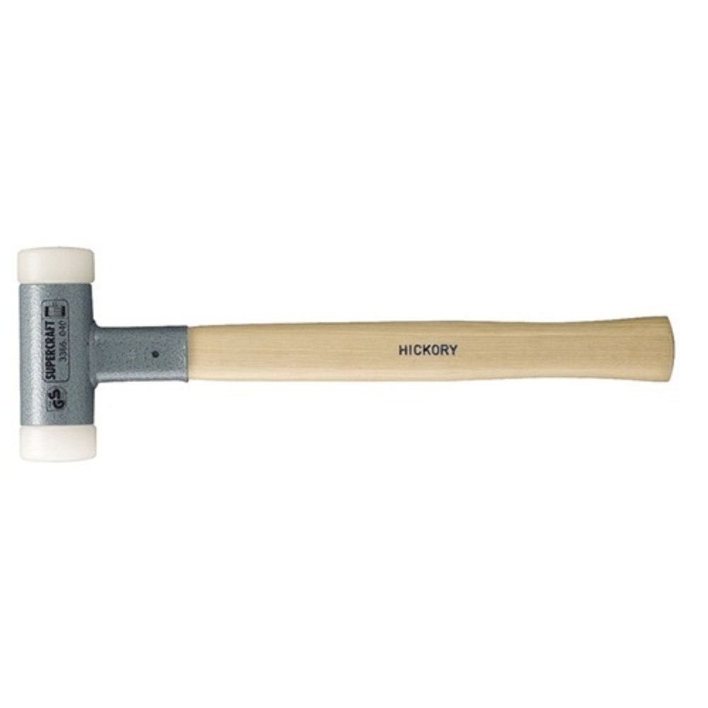 Produktabbildung: Schonhammer SUPERCRAFT L.300mm Kopf-D.20mm Hickory rückschlagfrei hart Nyl.weiss