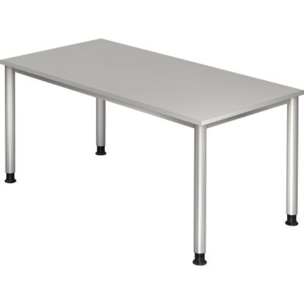 Produktabbildung: Hammerbacher Manuell höhenverstellbarer Schreibtisch Akzent, 4-Fuss Gestell, BxT 1.600 x 800 mm, grau