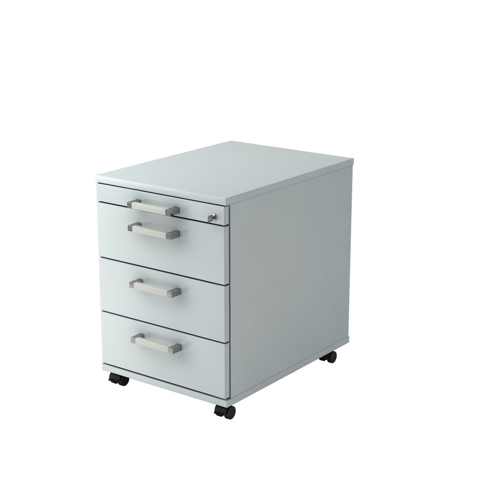 Produktabbildung: Hammerbacher Rollcontainer 58cm, 3Schübe,Schloss CE Grau