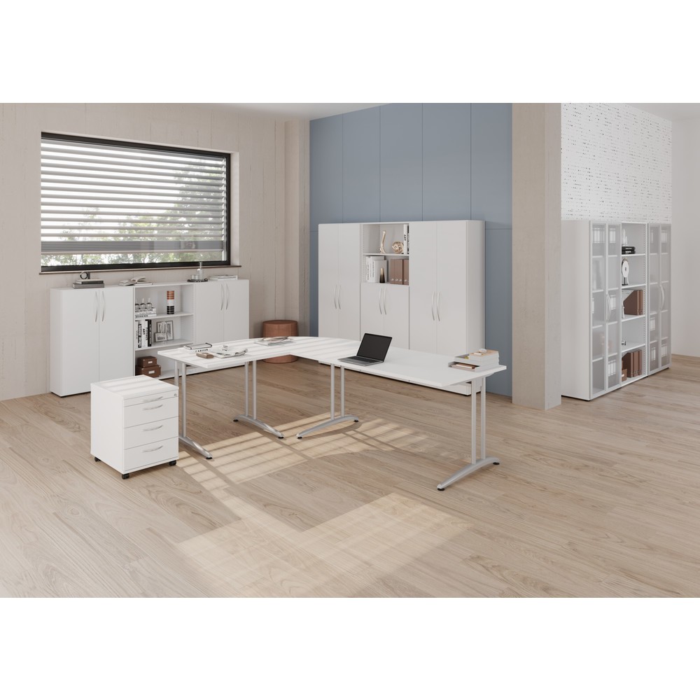 Produktabbildung Nr. 3: Hammerbacher Büro-Schreibtisch Akzent, C-Fuss Gestell,Hx BxT 740 x 1.600 x 800 mm, grau