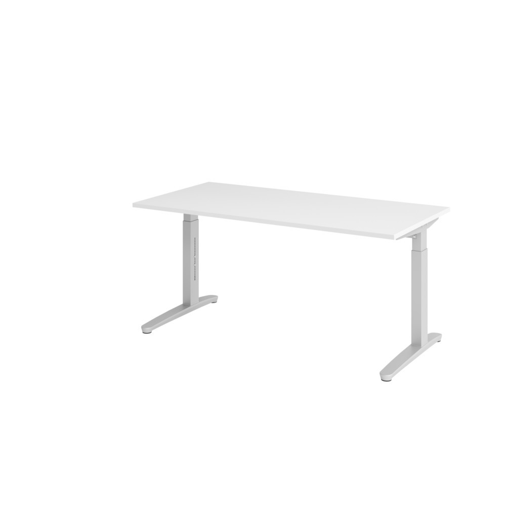 Produktabbildung Nr. 1: Hammerbacher Manuell höhenverstellbarer Schreibtisch, C-Fuss, BxT 1.600 x 800 mm, weiss