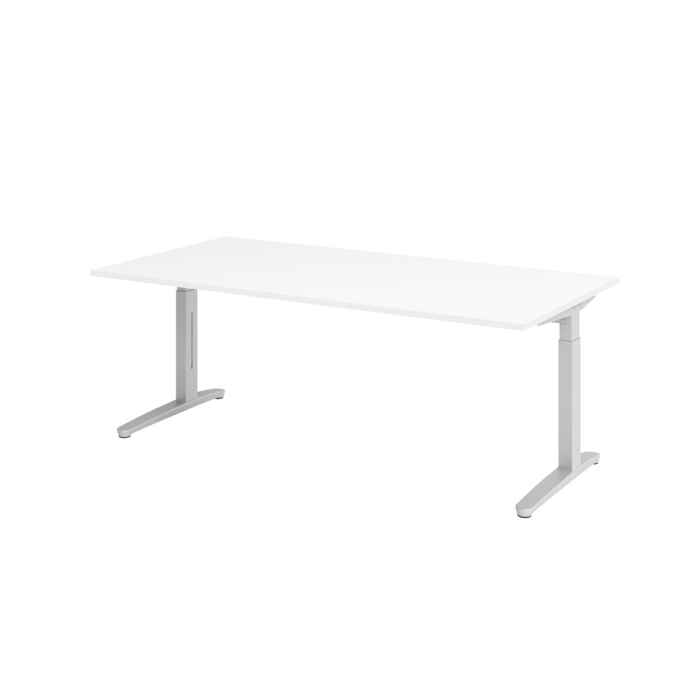 Produktabbildung Nr. 1: Hammerbacher Manuell höhenverstellbarer Schreibtisch, C-Fuss, BxT 2.000 x 1.000 mm, weiss