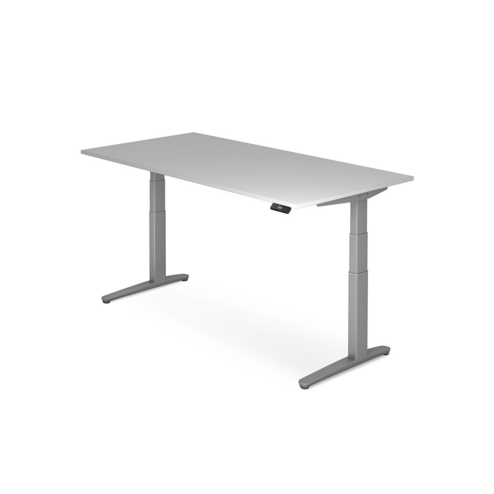 Produktabbildung: Hammerbacher Elektrisch höhenverstellbarer Schreibtisch, mit Memoryschalter, C-Fuss, BxT 1.600 x 800 mm, grau