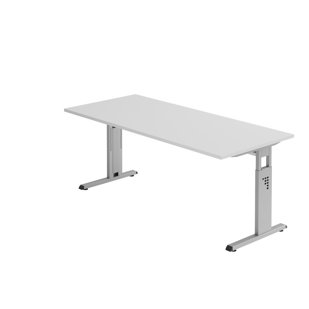 Produktabbildung: Hammerbacher Manuell höhenverstellbarer Schreibtisch Solid, C-Fuss, BxT 1.800 x 800 mm, grau