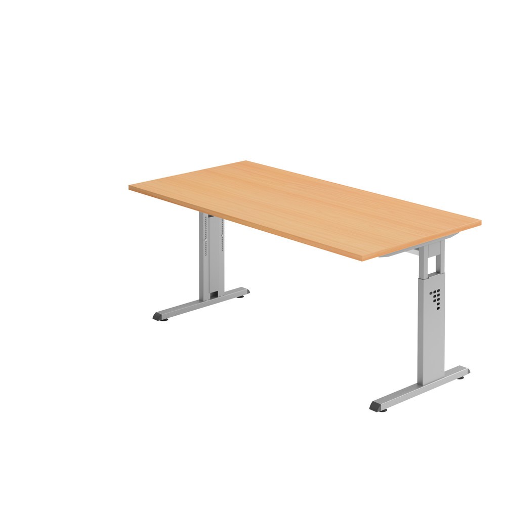 Produktabbildung Nr. 1: Hammerbacher Manuell höhenverstellbarer Schreibtisch Solid, C-Fuss, BxT 1.600 x 800 mm, Buche