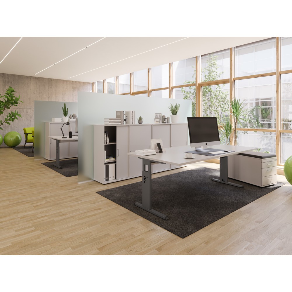 Produktabbildung Nr. 6: Hammerbacher Manuell höhenverstellbarer Schreibtisch Solid, C-Fuss, BxT 1.600 x 800 mm, Buche