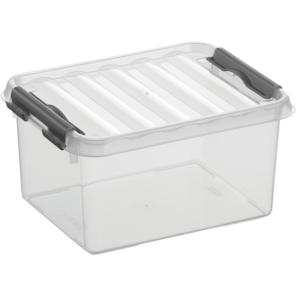 Produktabbildung Nr. 1: helit Aufbewahrungsbox "the q-line", mit Deckel, 2 Liter, transparent