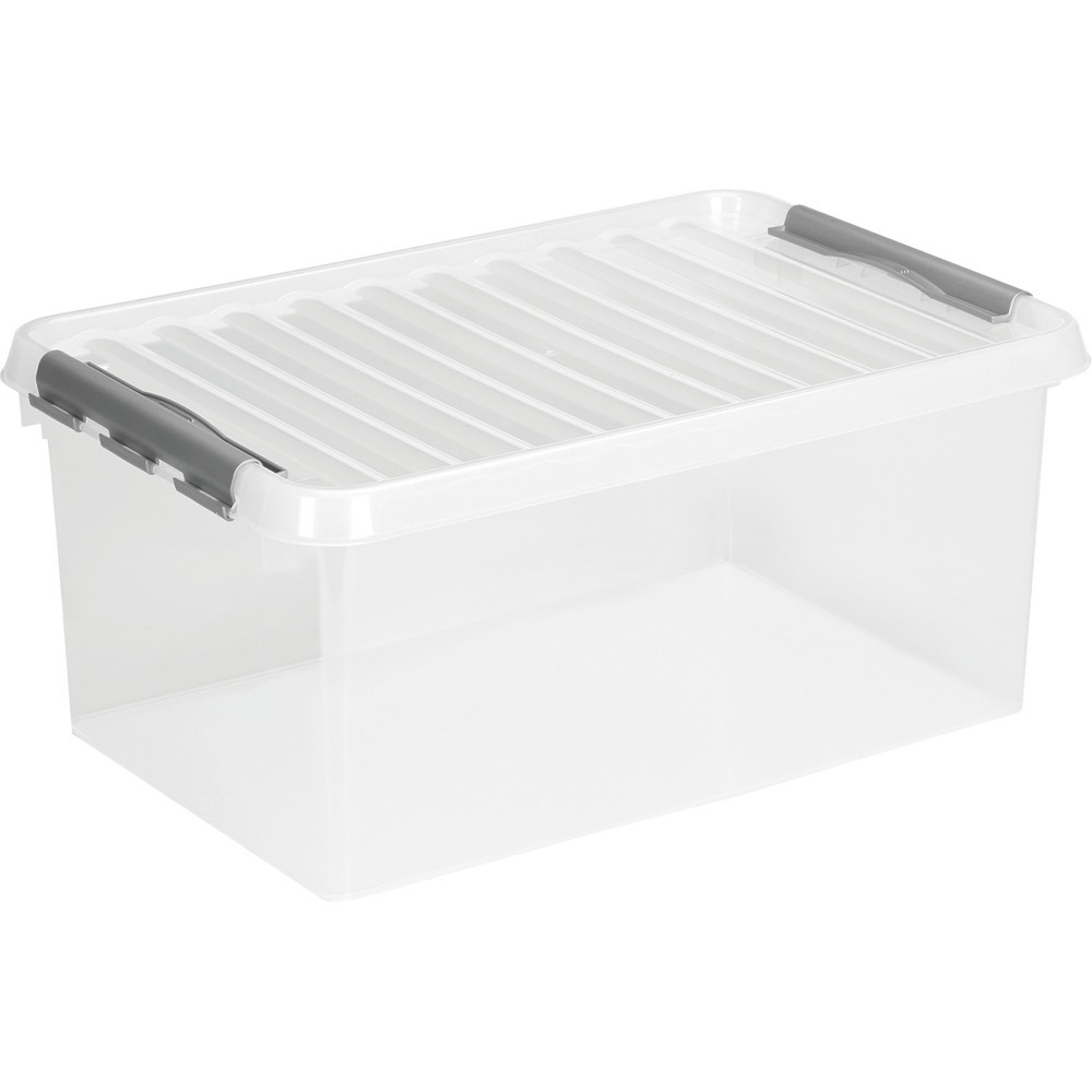 Produktabbildung: helit Aufbewahrungsbox "the q-line", mit Deckel, 45 Liter, transparent