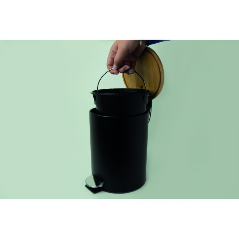 Produktabbildung Nr. 3: helit Tret-Abfallbehälter "the bamboo", 3 Liter, schwarz