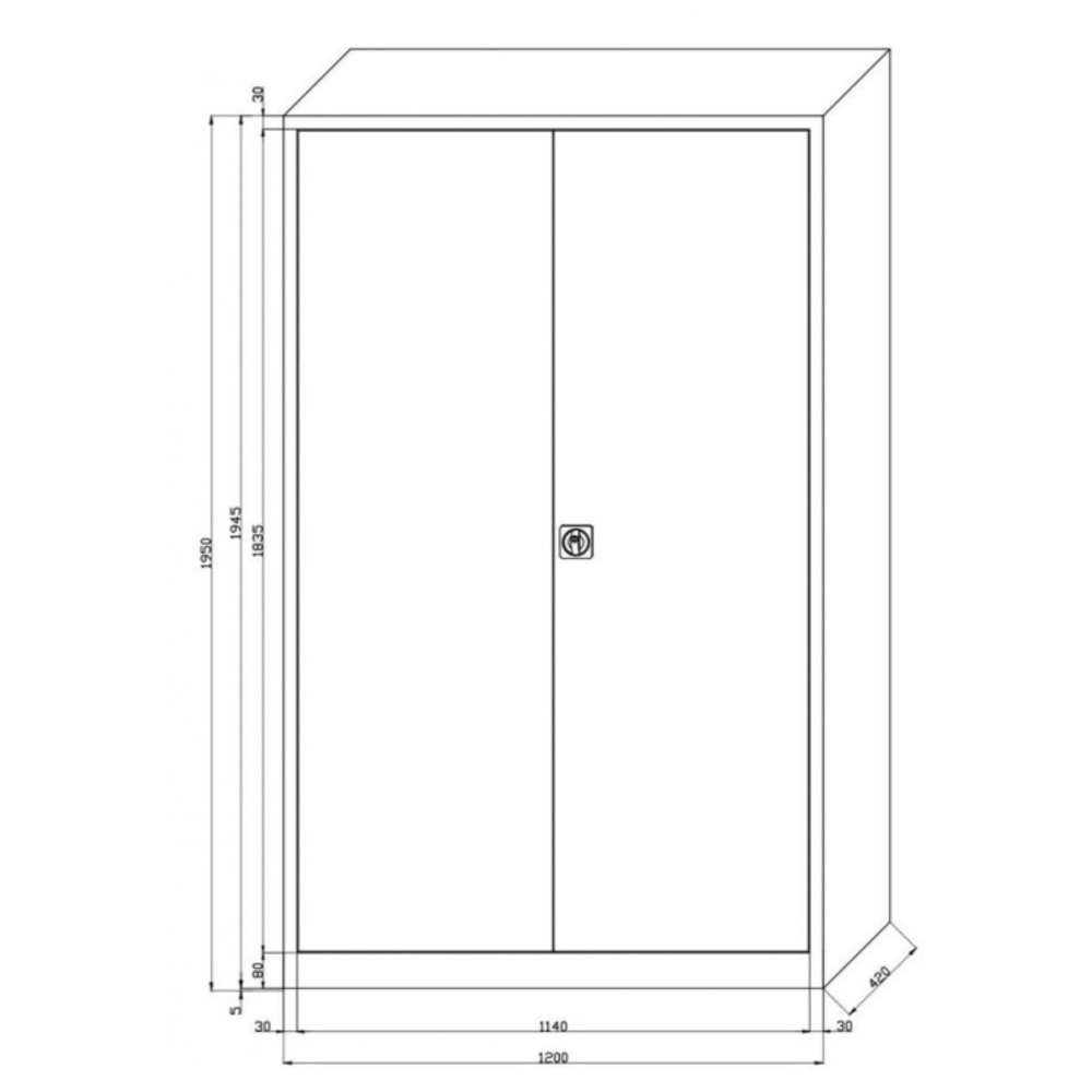 Produktabbildung Nr. 2: HEMMDAL Armoire à portes battantes HF-ST, 5 HC, HxlxP 1 950 x 1 200 x 420mm, tablettes revêtues par poudrage, gris clair / bleu gentiane