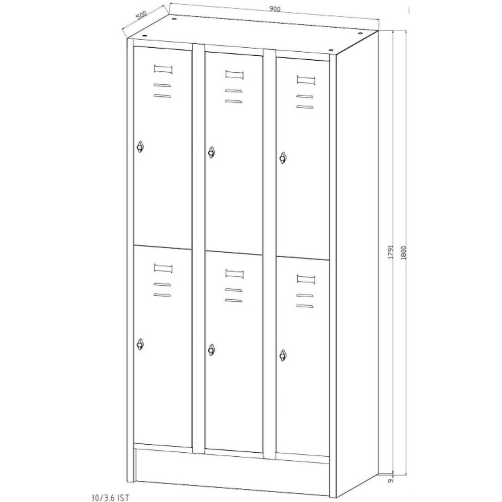 Produktabbildung Nr. 2: HEMMDAL Armoire-penderie avec socle HG-S-1, fermeture à pêne tournant, 2 étages, 6 casiers, gris clair