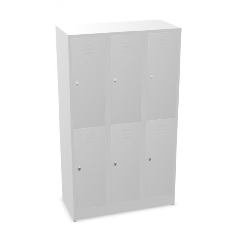 Illustration du produit: HEMMDAL Armoire-penderie avec socle HG-S-1, fermeture à pêne tournant, 2 étages, 6 casiers, gris clair