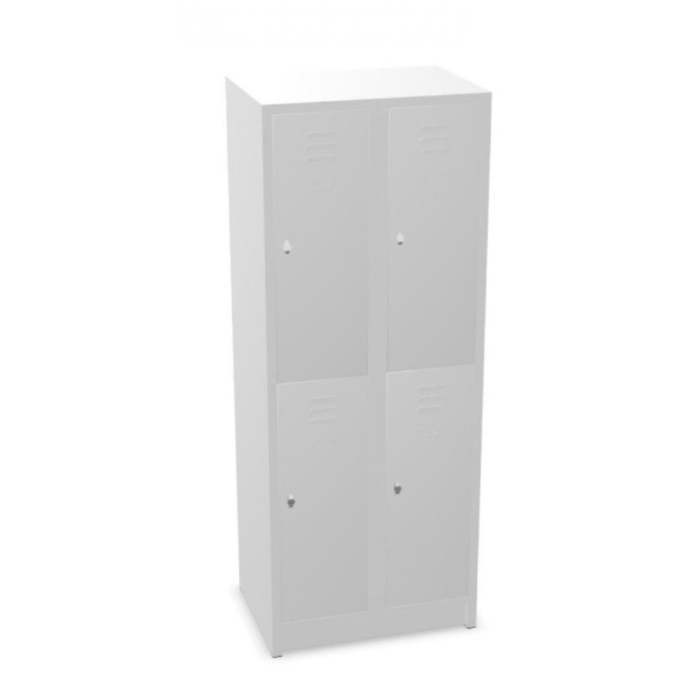 Illustration du produit: HEMMDAL Armoire-penderie avec banc HG-SB-2, fermeture à pêne tournant, 2 niveaux, 4 casiers, HxlxP 1 800 x 600 x 500 mm, gris clair