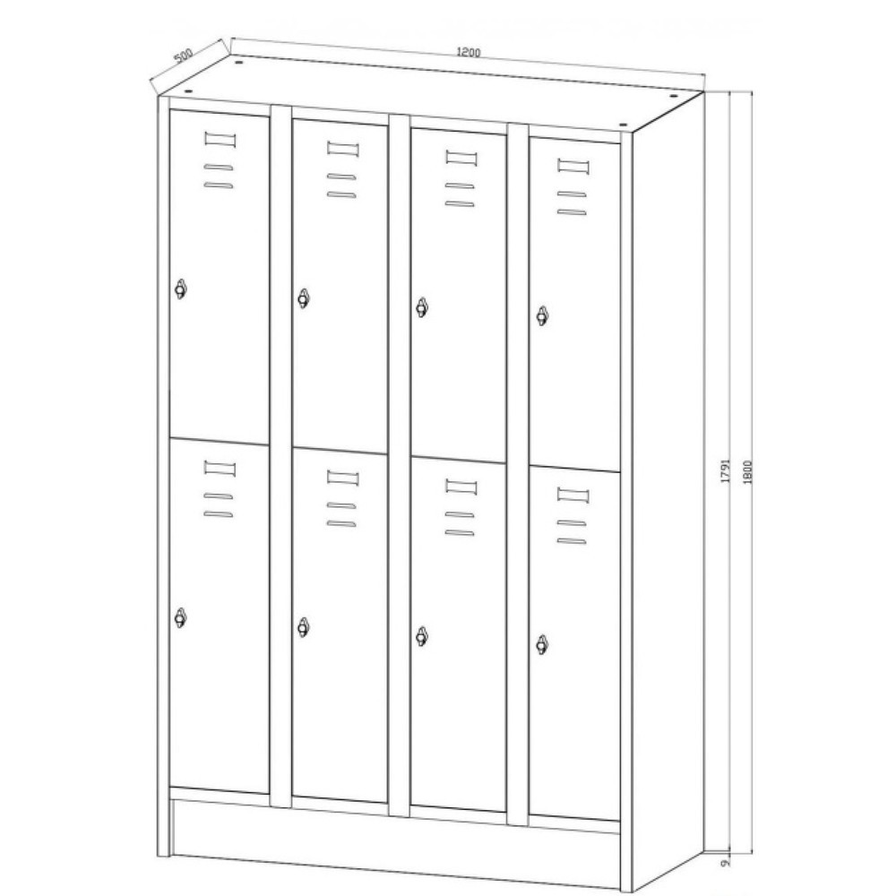 Produktabbildung Nr. 2: HEMMDAL Armoire-penderie avec socle HG-S-1, fermeture à pêne tournant, 2 étages, 8 casiers, gris clair