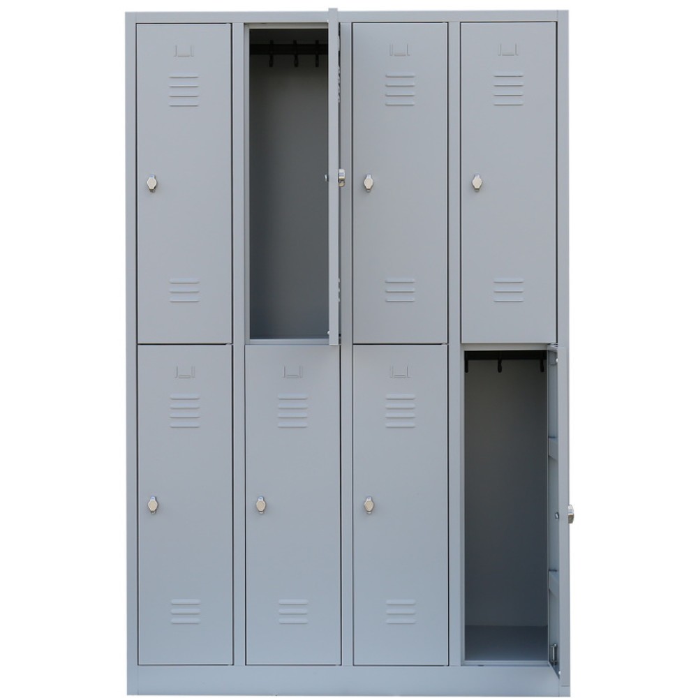 Produktabbildung Nr. 3: HEMMDAL Armoire-penderie avec socle HG-S-1, fermeture à pêne tournant, 2 étages, 8 casiers, gris clair