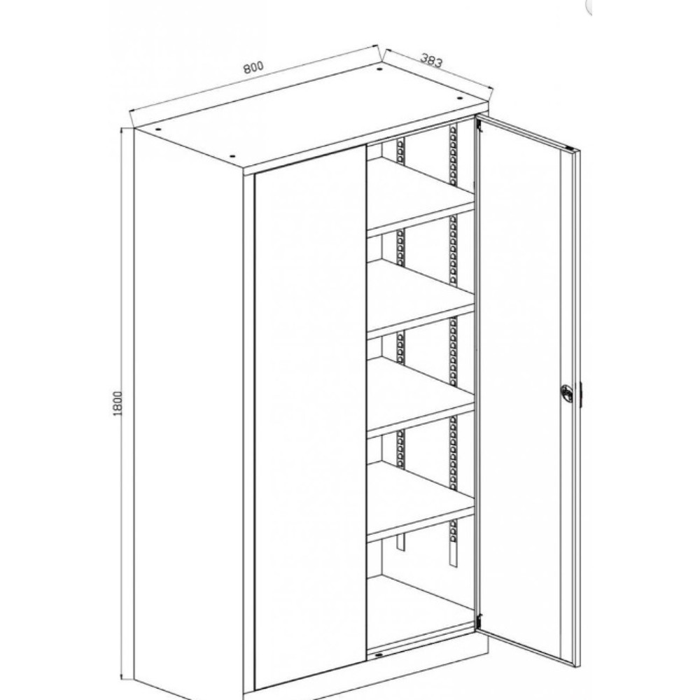 N° de l'image du produit 2 : HEMMDAL Armoire universelle HUS-1, serrure à cylindre à pêne tournant, 4,5 HC, HxlxP 1 800 x 800 x 380 mm, tablettes galvanisées, gris clair / bleu gentiane