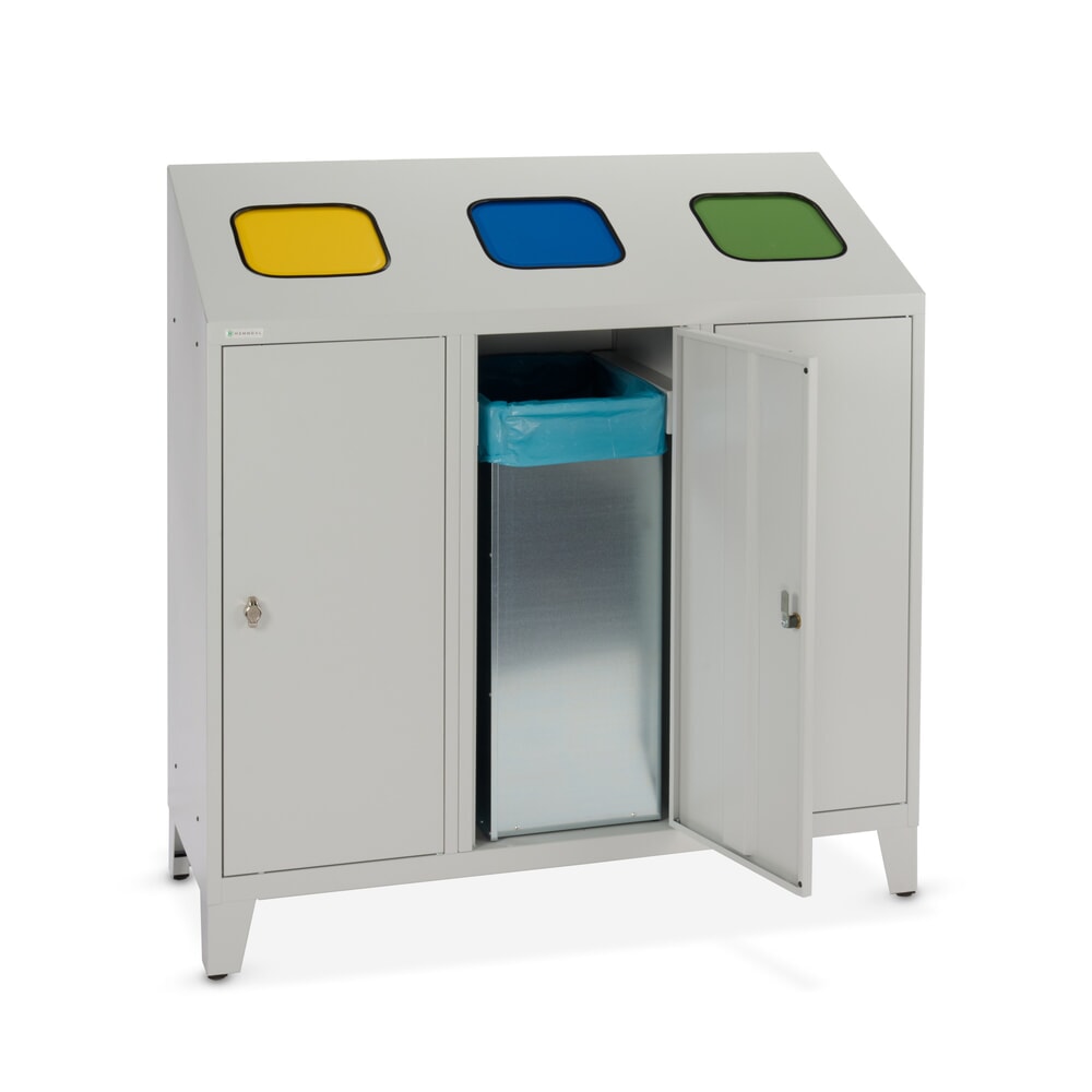 Produktabbildung Nr. 9: HEMMDAL Collecteur de déchets de recyclage Trio, avec 3 conteneurs intérieurs, 120 litres chacun