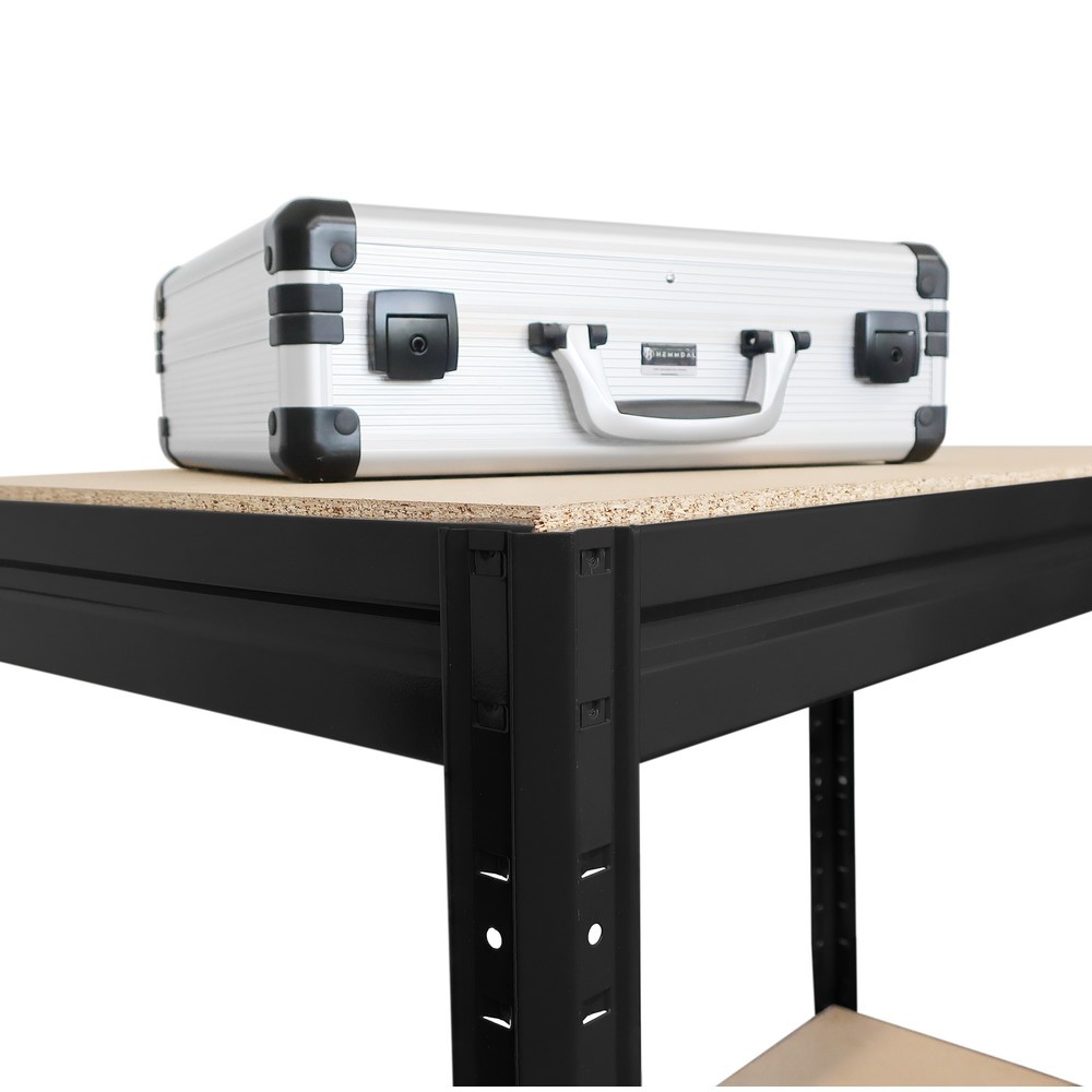 Produktabbildung Nr. 2: HEMMDAL Établi Type L, noir – 87 x 160 x 60 cm – Charge par tablette jusqu’à 600 kg