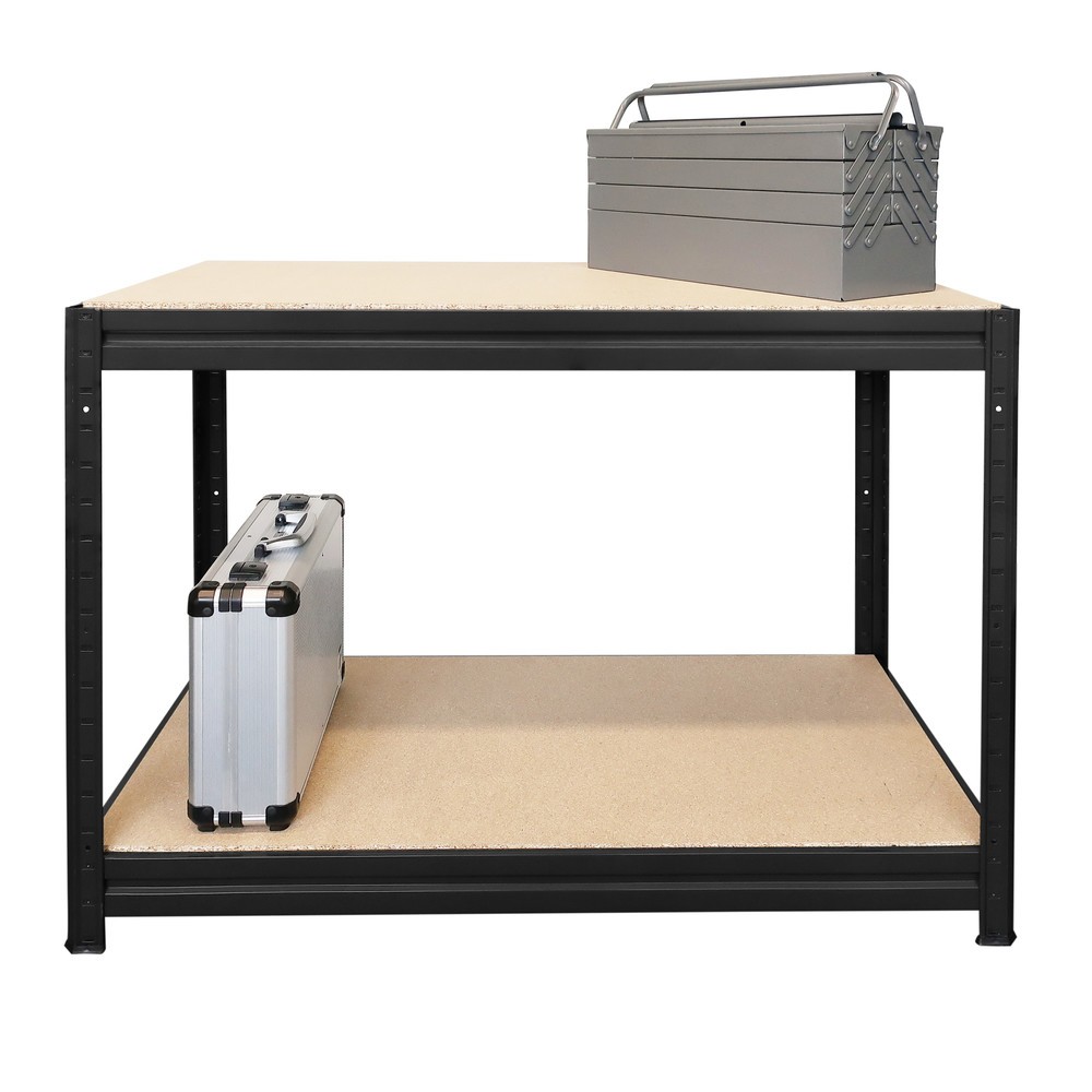 Produktabbildung Nr. 4: HEMMDAL Établi Type L, noir – 87 x 160 x 60 cm – Charge par tablette jusqu’à 600 kg