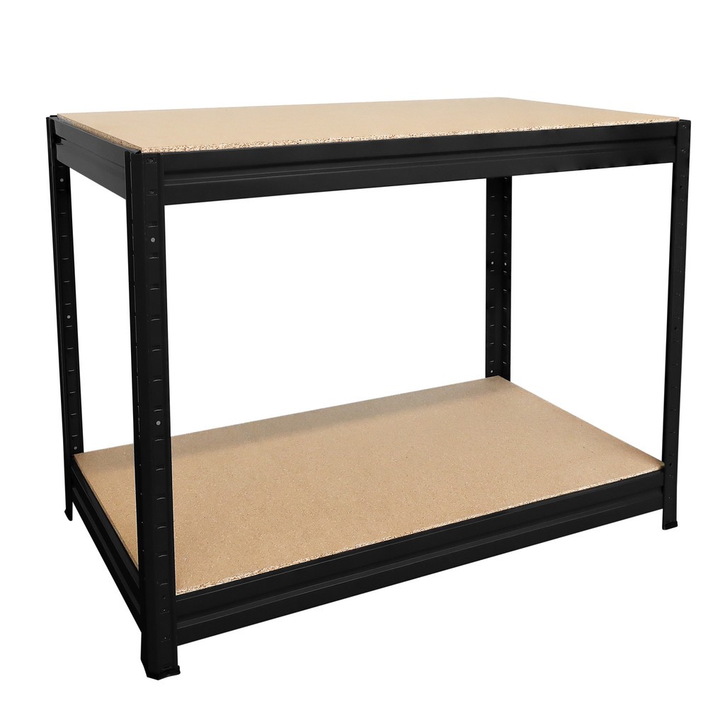 Produktabbildung Nr. 3: HEMMDAL Établi Type L, noir – 87 x 160 x 60 cm – Charge par tablette jusqu’à 600 kg