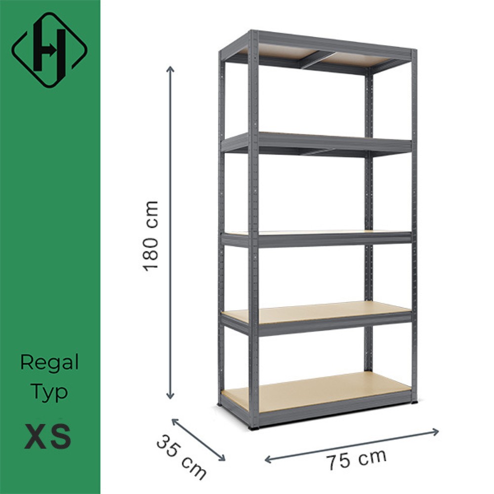Produktabbildung Nr. 2: HEMMDAL Fachbodenregal Typ XS graphitgrau, Fachlast 150 kg, HxBxT 1.800 x 750 x 350 mm
