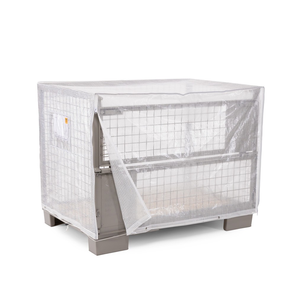 Produktabbildung: HEMMDAL Gitterbox-Abdeckhaube Mesh, HxBxT 950 x 1.250 x 850 mm, 160 g/m², transparent