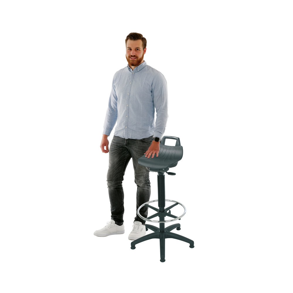 Produktabbildung Nr. 2: HEMMDAL Hocker Premium, PP-Sitz, Sitzhöhe 630-890 mm, Bodengleiter, Fussring