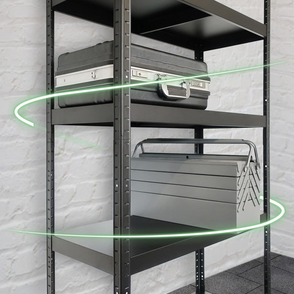 Produktabbildung Nr. 4: HEMMDAL Rayonnage enfichable métallique, charge par tablette 130 kg, HxlxP 1 800 x 900 x 400 mm noir