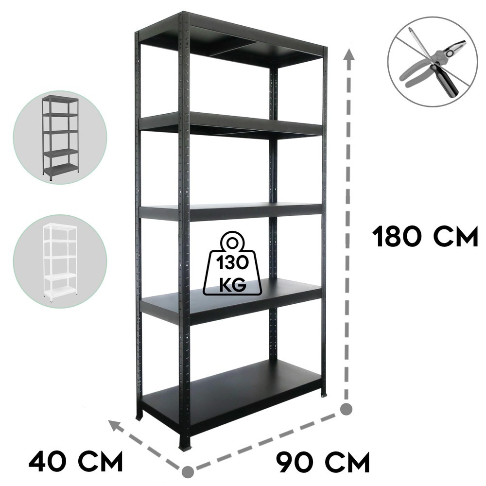Produktabbildung Nr. 3: HEMMDAL Rayonnage enfichable métallique, charge par tablette 130 kg, HxlxP 1 800 x 900 x 400 mm noir