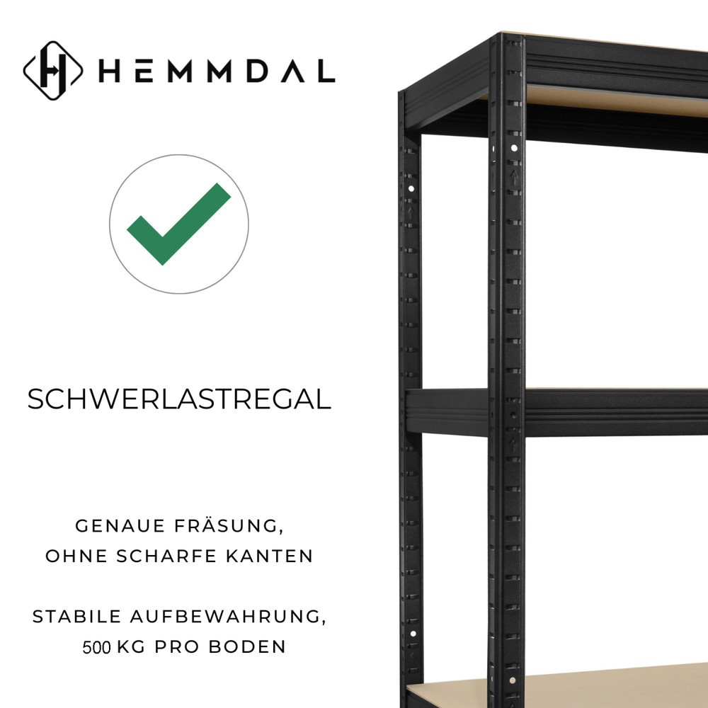 Produktabbildung Nr. 2: HEMMDAL Rayonnage pour charges lourdes Type XXL, noir – 177 x 200 x 60 cm – jusqu'à 2 000 kg