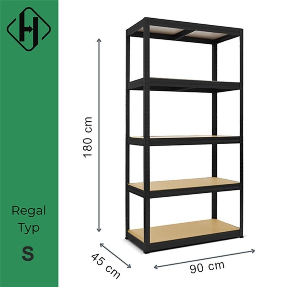 Produktabbildung Nr. 2: HEMMDAL Rayonnage pour charges lourdes Type S, noir – 180 x 90 x 45 cm – jusqu'à 750 kg