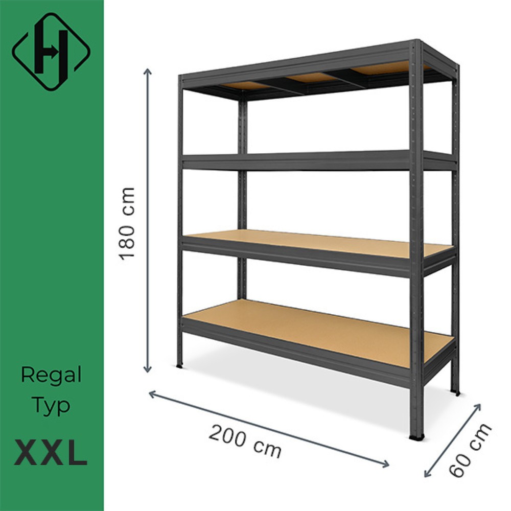 Produktabbildung Nr. 4: HEMMDAL Rayonnage pour charges lourdes Type XXL, gris graphite – 177 x 200 x 60 cm – jusqu'à 2 000 kg